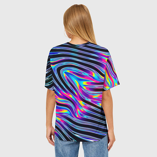 Женская футболка оверсайз Голографические полосы / 3D-принт – фото 4