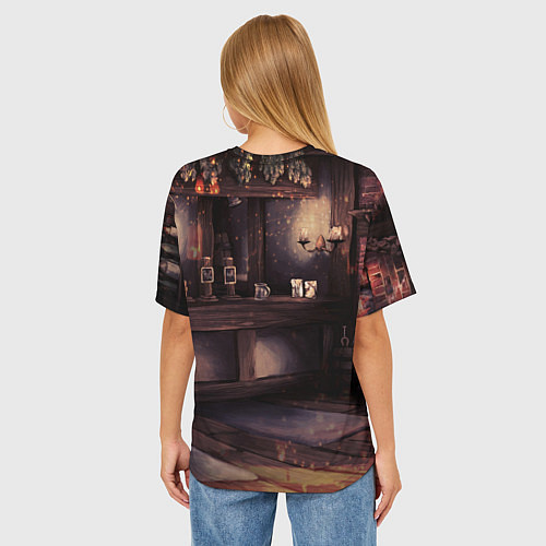 Женская футболка оверсайз Плохой Санта Кот / 3D-принт – фото 4