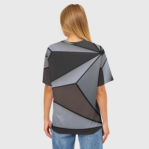 Женская футболка оверсайз Металлическая геометрическая броня / 3D-принт – фото 4