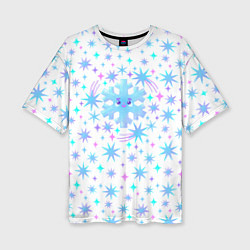 Женская футболка оверсайз Снежинка в зимнем звездном небе