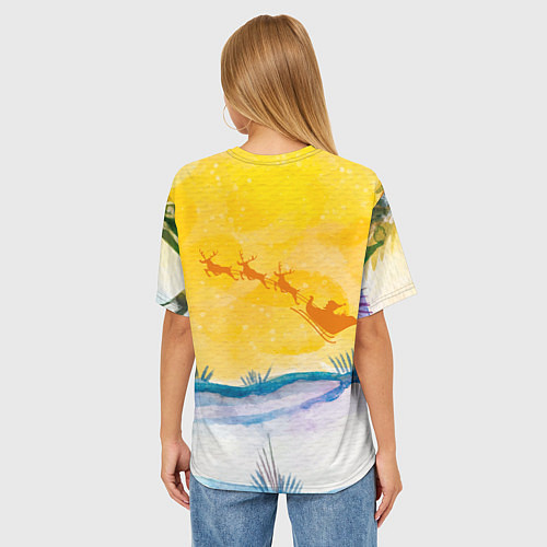 Женская футболка оверсайз Зайка с елочкой / 3D-принт – фото 4