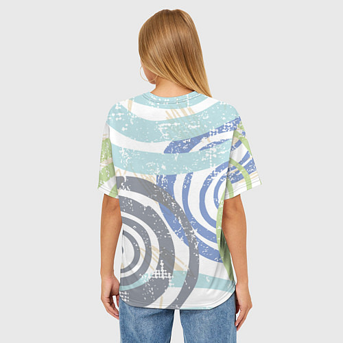 Женская футболка оверсайз Паттерн разноцветных кругов / 3D-принт – фото 4