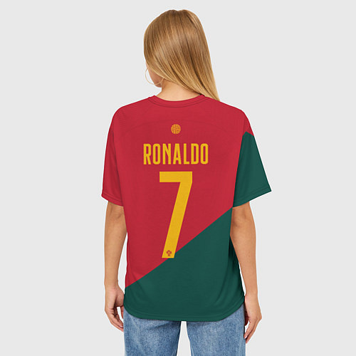 Женская футболка оверсайз Роналду ЧМ 2022 сборная Португалии / 3D-принт – фото 4