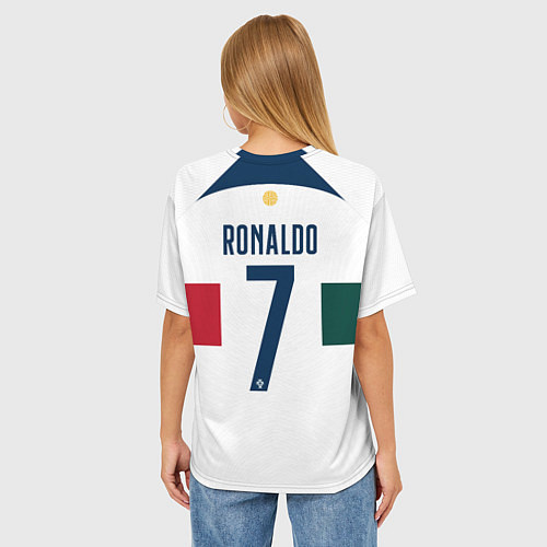 Женская футболка оверсайз Роналду ЧМ 2022 Португалия выездная / 3D-принт – фото 4