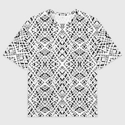 Футболка оверсайз женская Геометрический узор в серо белых тонах, цвет: 3D-принт