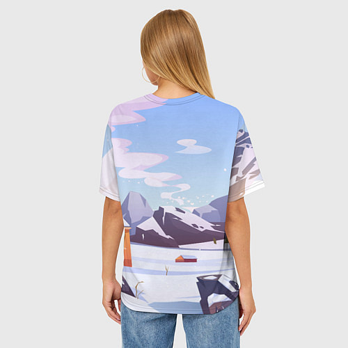 Женская футболка оверсайз Зайка с воздушным шариком / 3D-принт – фото 4