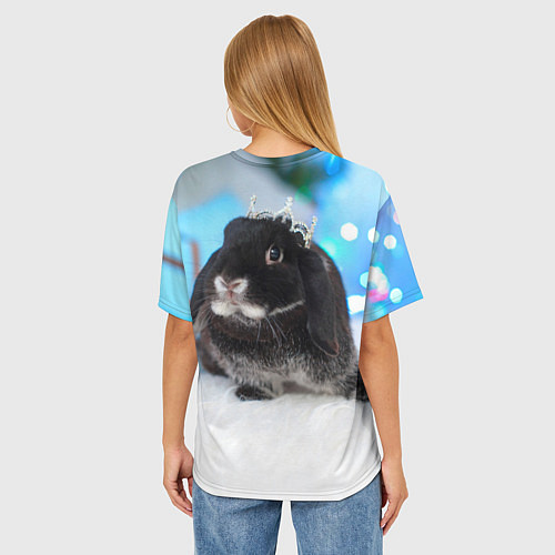 Женская футболка оверсайз Кролик символ наступающего нового года / 3D-принт – фото 4