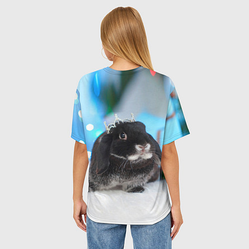 Женская футболка оверсайз Кролик символ нового года / 3D-принт – фото 4