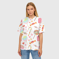 Футболка оверсайз женская Сладкий праздник, цвет: 3D-принт — фото 2
