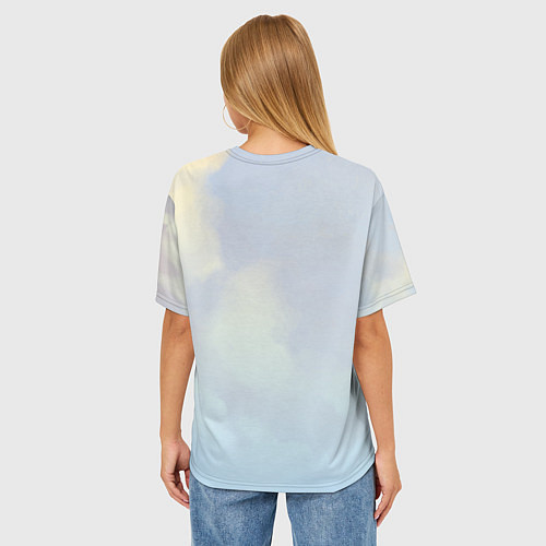 Женская футболка оверсайз Синий кролик на фоне неба / 3D-принт – фото 4
