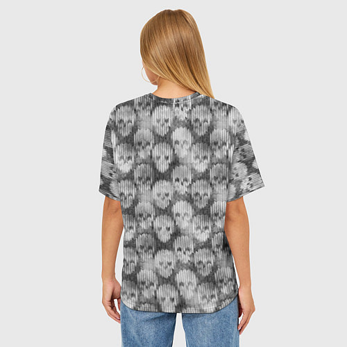 Женская футболка оверсайз Череп эффект вязаного изделия / 3D-принт – фото 4