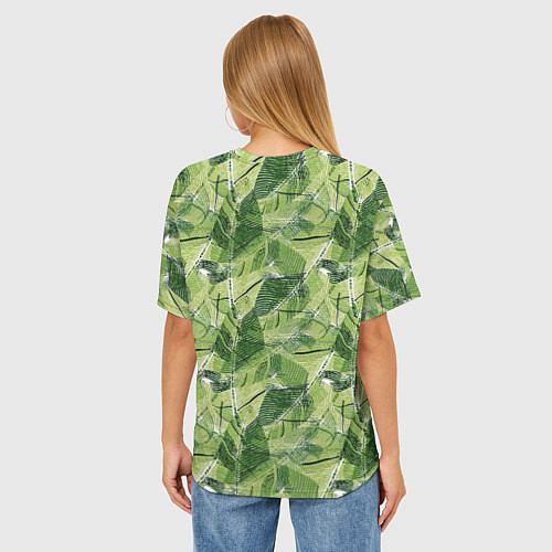 Женская футболка оверсайз Милитари листья крупные / 3D-принт – фото 4