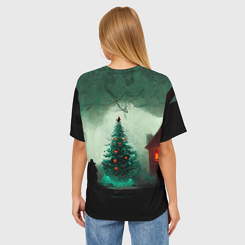 Женская футболка оверсайз Тёмное рождество / 3D-принт – фото 4