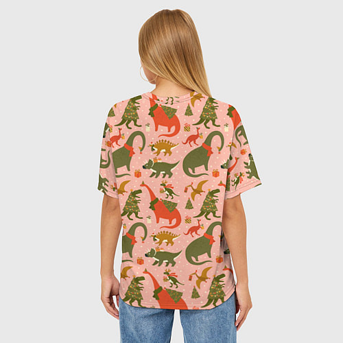 Женская футболка оверсайз Dinosaurs with gifts / 3D-принт – фото 4