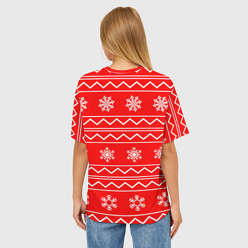 Женская футболка оверсайз Winter snowflakes / 3D-принт – фото 4