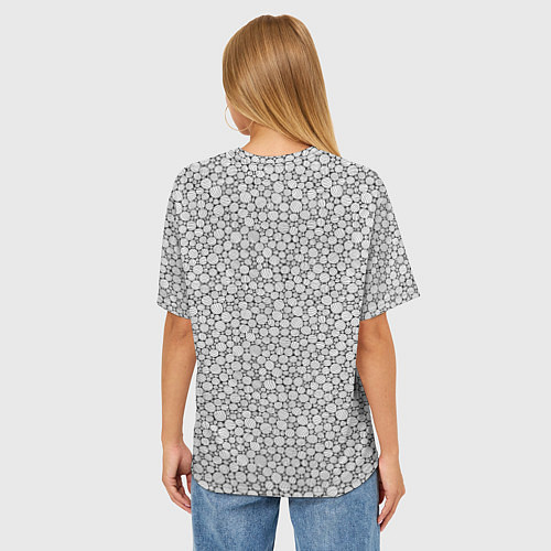 Женская футболка оверсайз Круги штрихованные / 3D-принт – фото 4