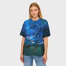 Футболка оверсайз женская Тёмно-синий туман и краски, цвет: 3D-принт — фото 2