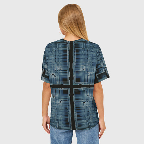 Женская футболка оверсайз Абстрактное множество прозрачных геометрических фи / 3D-принт – фото 4