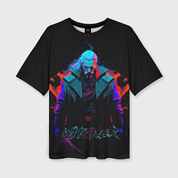 Женская футболка оверсайз Witcher in neon style