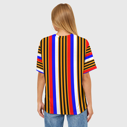 Женская футболка оверсайз Полосы триколор георгиевская лента / 3D-принт – фото 4