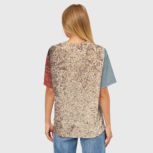 Женская футболка оверсайз Синие, белые и красные камни / 3D-принт – фото 4