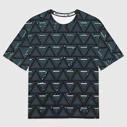 Футболка оверсайз женская Тёмно-зелёные треугольники, цвет: 3D-принт