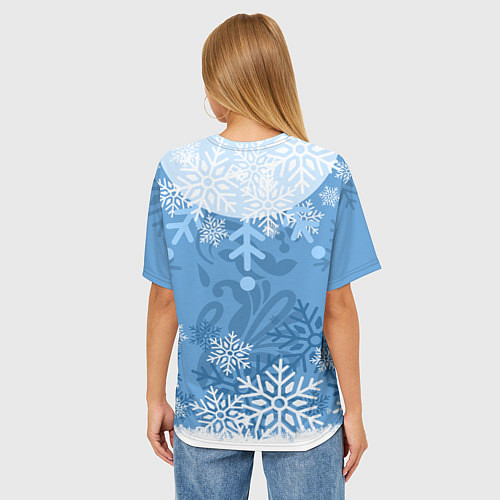 Женская футболка оверсайз Снегурочка с косами / 3D-принт – фото 4