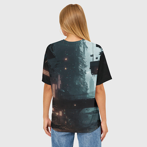 Женская футболка оверсайз Найт Сити - город мечты / 3D-принт – фото 4