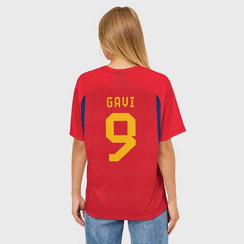 Женская футболка оверсайз Гави ЧМ 2022 сборная Испании / 3D-принт – фото 4
