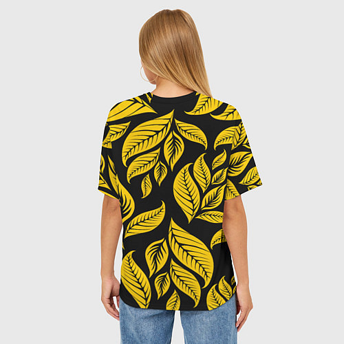 Женская футболка оверсайз Лиса на фоне жёлтых листьев / 3D-принт – фото 4