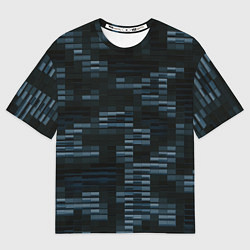 Футболка оверсайз женская Чёрные и синие блоки во тьме, цвет: 3D-принт