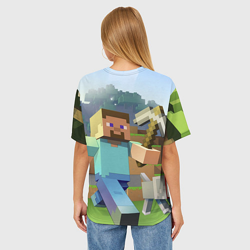 Женская футболка оверсайз Майнкрафт с киркой / 3D-принт – фото 4