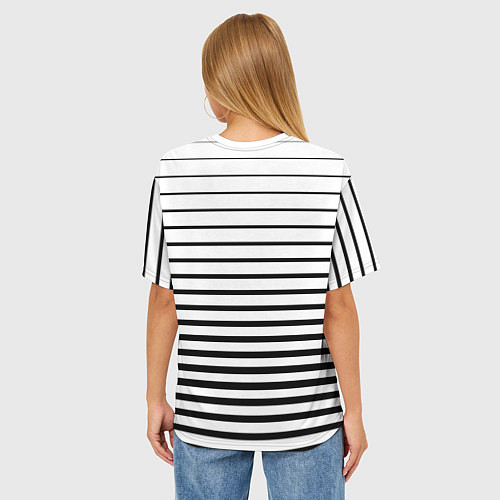Женская футболка оверсайз Черно белый полосатый фон / 3D-принт – фото 4