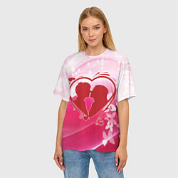 Футболка оверсайз женская Силуэт влюбленной пары и бабочки, цвет: 3D-принт — фото 2