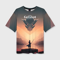 Женская футболка оверсайз Genshin Impact, Dragon
