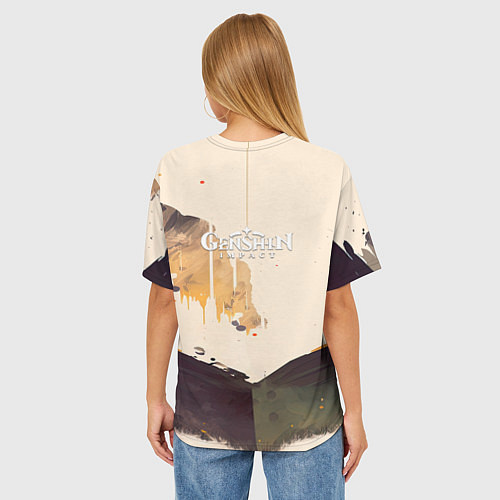 Женская футболка оверсайз Геншин Импакт, рисунок маслом / 3D-принт – фото 4