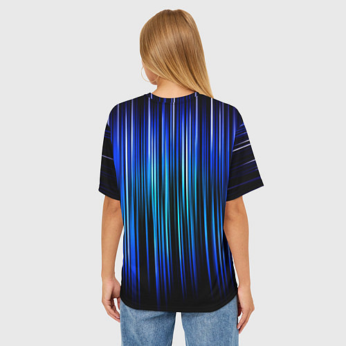 Женская футболка оверсайз Neon line stripes / 3D-принт – фото 4