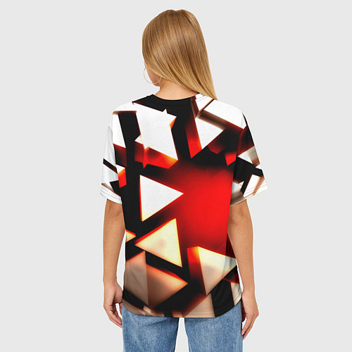 Женская футболка оверсайз Плиты треугольники / 3D-принт – фото 4