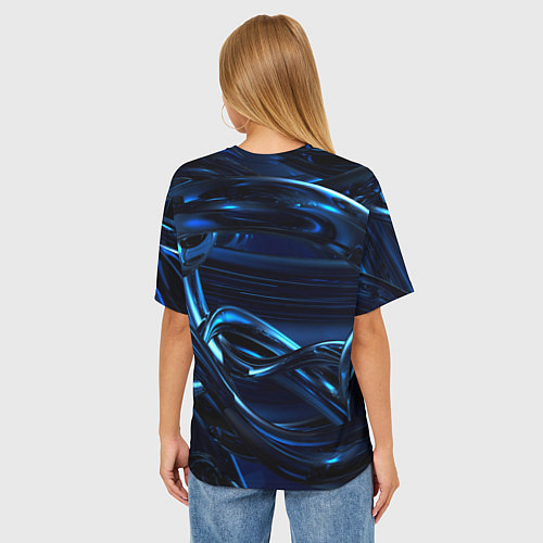 Женская футболка оверсайз Фрактальный узор волны / 3D-принт – фото 4