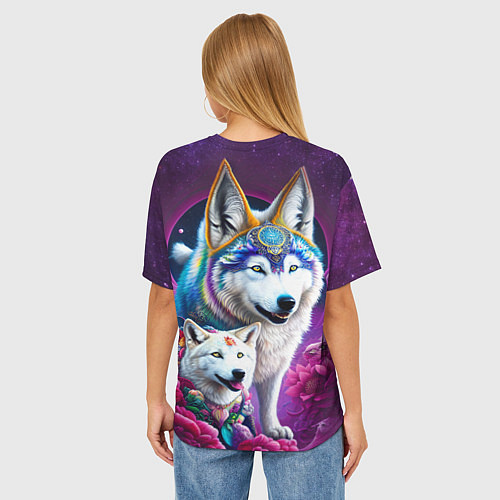 Женская футболка оверсайз Полярные волки - нейросеть / 3D-принт – фото 4