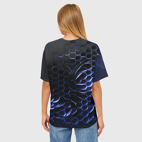 Женская футболка оверсайз Синие объемные плиты / 3D-принт – фото 4