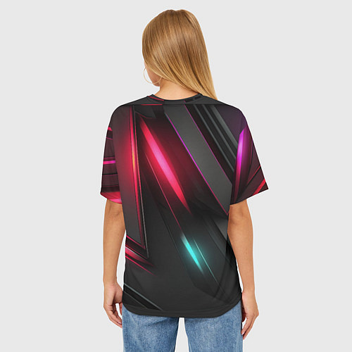 Женская футболка оверсайз Объемные неоновые детали / 3D-принт – фото 4