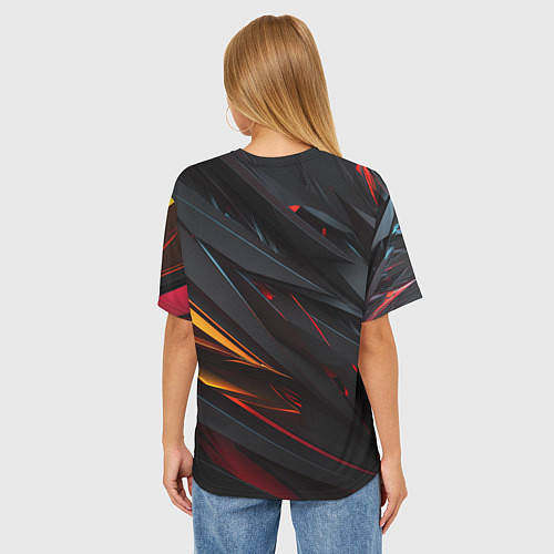 Женская футболка оверсайз Объемные темные пластины / 3D-принт – фото 4