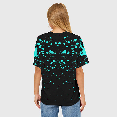 Женская футболка оверсайз Енот в стиле киберпанк / 3D-принт – фото 4