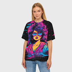 Футболка оверсайз женская Lady - retrowave style, цвет: 3D-принт — фото 2
