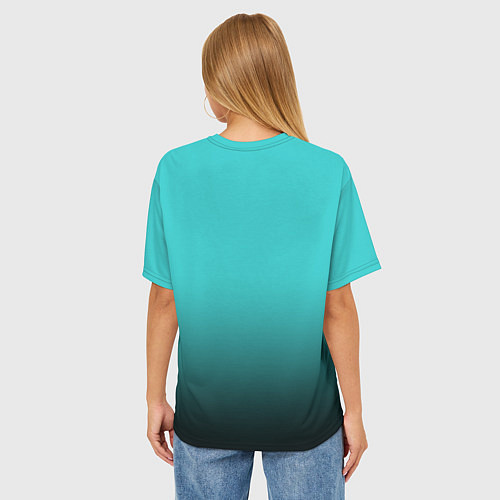 Женская футболка оверсайз Силуэт лисы на градиентном фоне / 3D-принт – фото 4