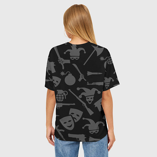 Женская футболка оверсайз Маски Джокера и оружие / 3D-принт – фото 4
