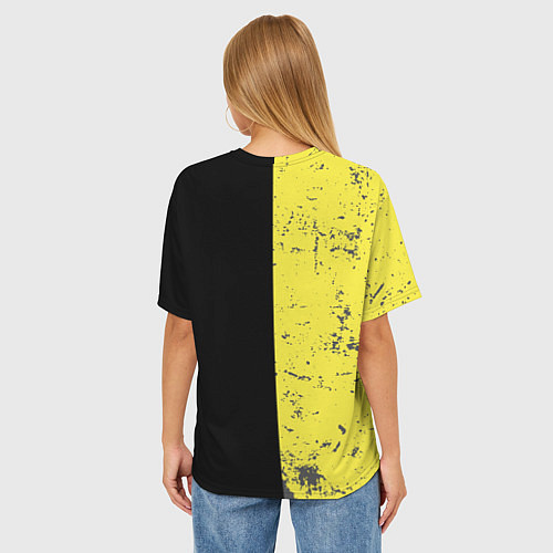 Женская футболка оверсайз Смайлик с улыбкой / 3D-принт – фото 4