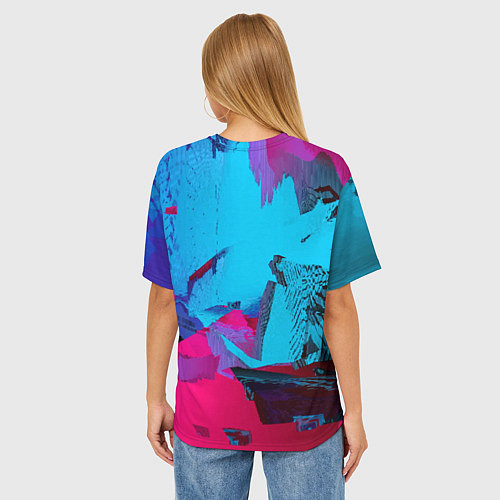 Женская футболка оверсайз Dude-cat - neural network - pop art / 3D-принт – фото 4