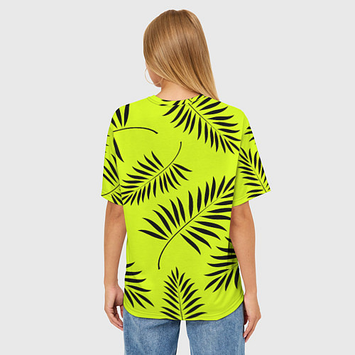 Женская футболка оверсайз Пальмовые ветви / 3D-принт – фото 4